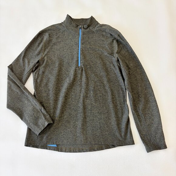 Lululemon Mens Large "Surge Warm 1/2 Zip" Running Top Heather Utilitarian/Black - Picture 4 of 15
